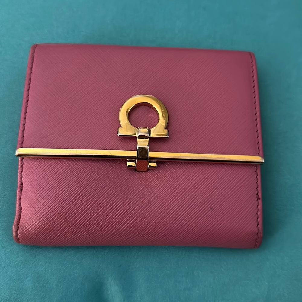 Salvatore Ferragamo pink trifold wallet